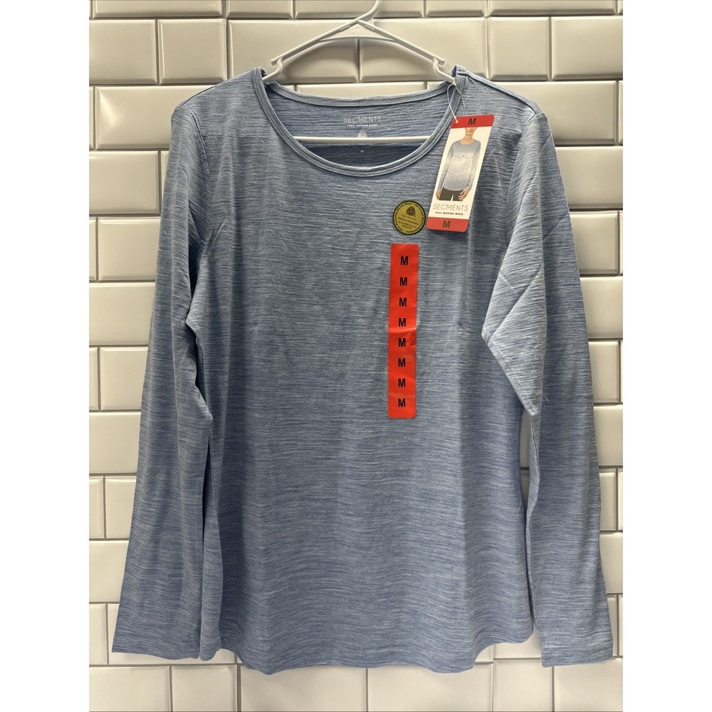 NWT Segments Women's Size Medium 100% Merino Wool Long Sleeve Shirt Blue NEW